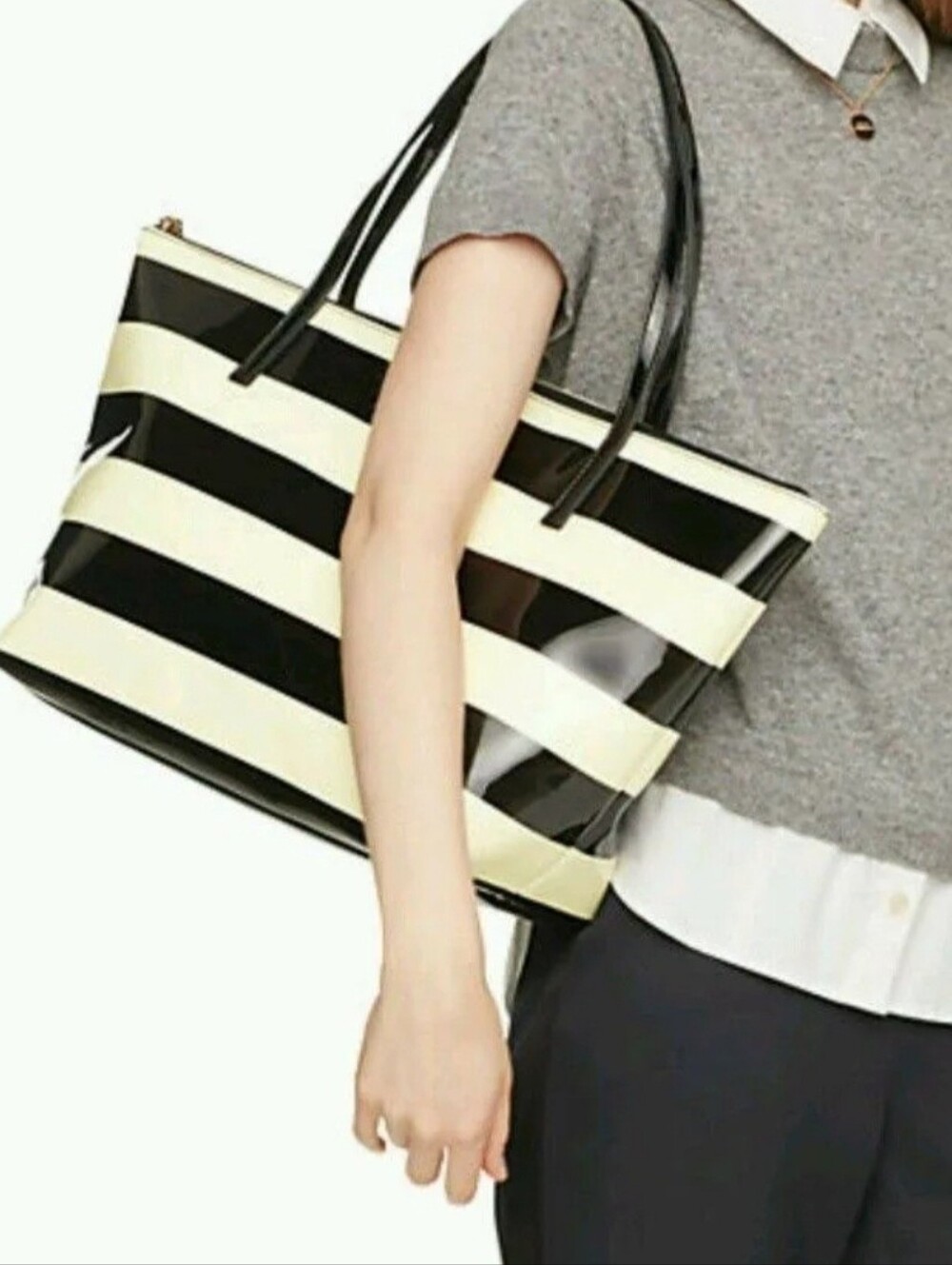 Kate Spade Penn Valley Sophie Tote Ivory Black Striped